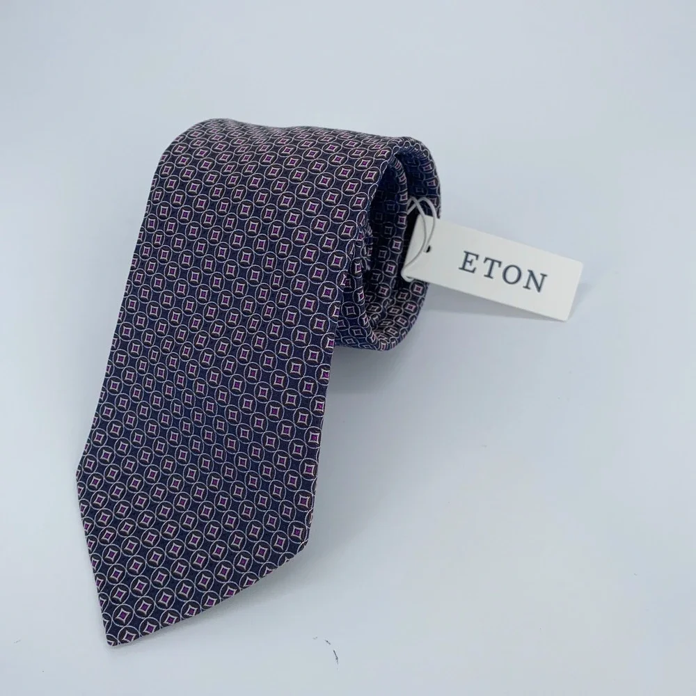 Eton Tie Men One Size Colorful Patterned Silk Classic Fit Necktie Italy Made NWT